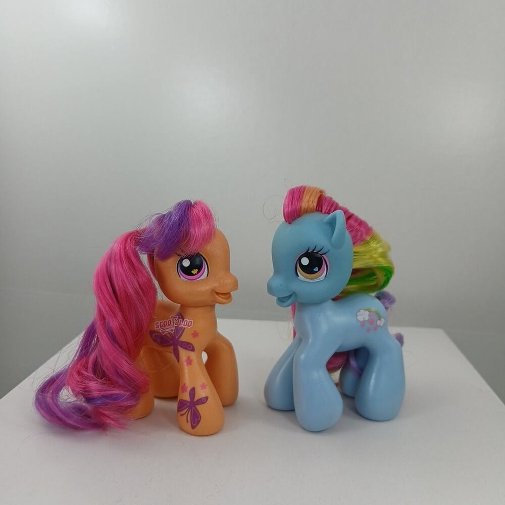 My Little Pony 2008 Rainbow Dash Blue & Scootaloo Orange Gen 3.5 Set of Ponies
